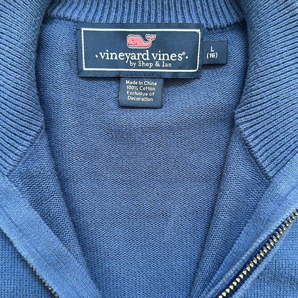 Vineyard Vines Blue Quarter Zip Boys 16 - Picture 3 of 4
